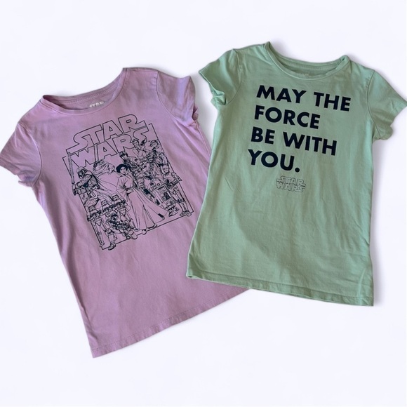 Girls Bundle of 2 Star Wars T Shirts by Amazon Essentials SZ M - Picture 1 of 12